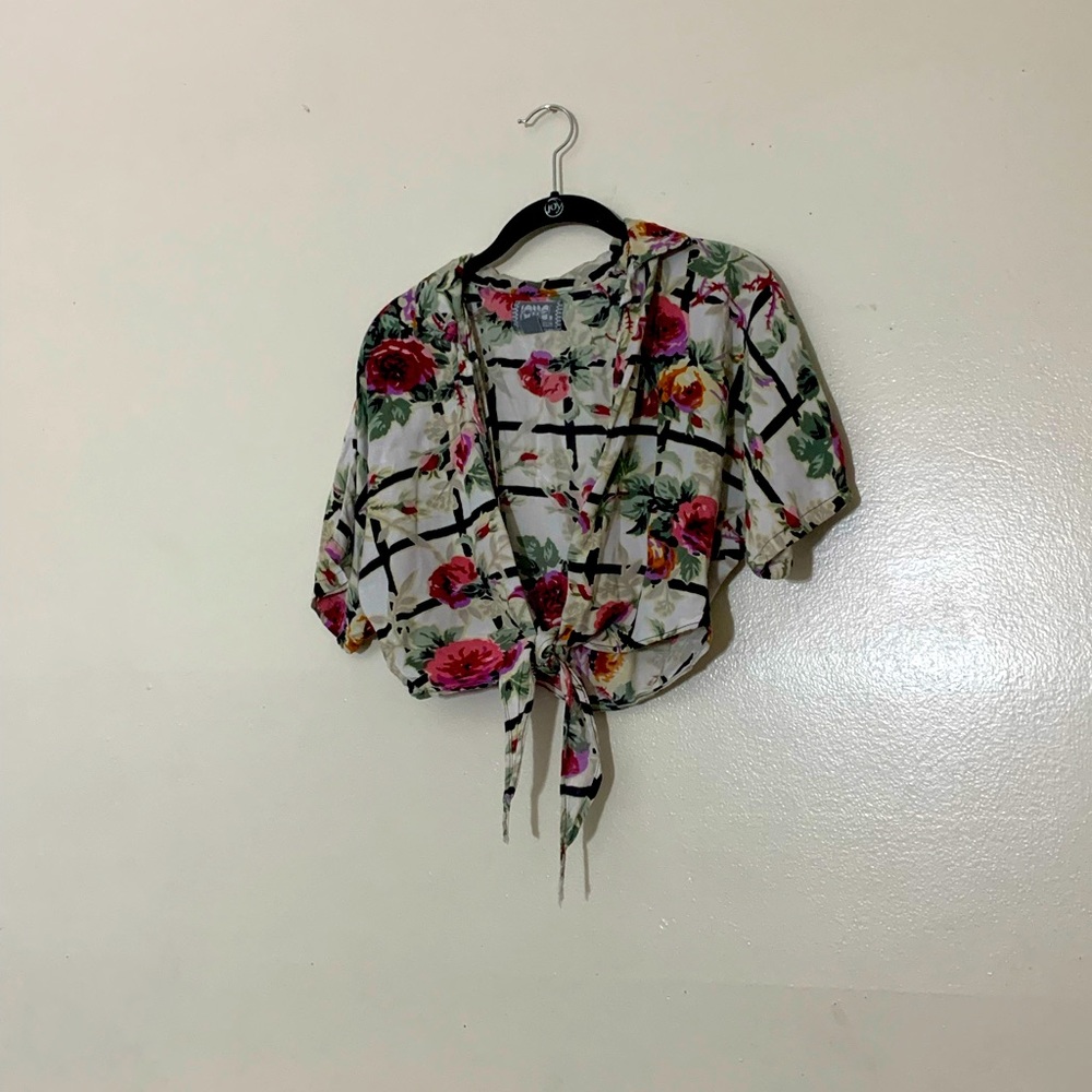 Floral button up crop top